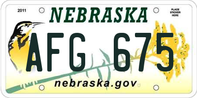 NE license plate AFG675