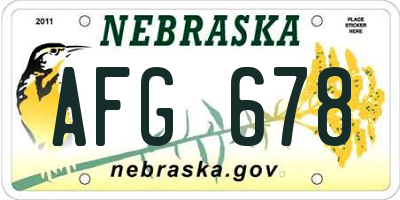 NE license plate AFG678