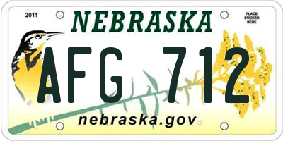 NE license plate AFG712