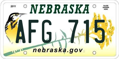 NE license plate AFG715