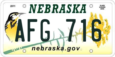 NE license plate AFG716
