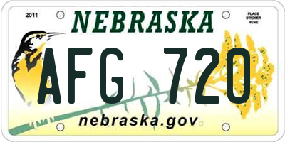 NE license plate AFG720