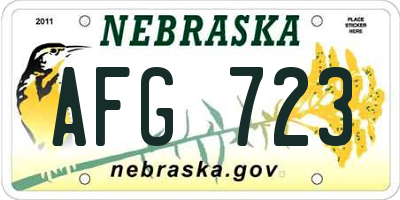 NE license plate AFG723