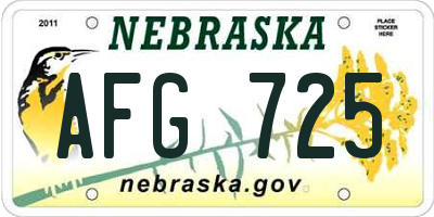 NE license plate AFG725