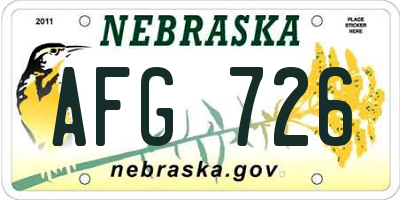 NE license plate AFG726