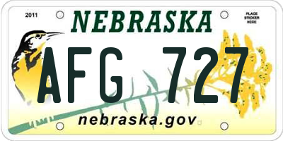 NE license plate AFG727
