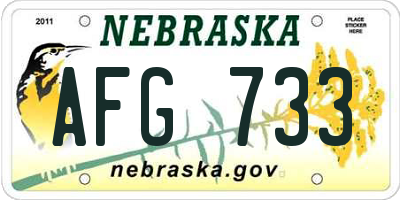 NE license plate AFG733