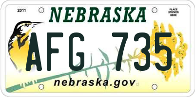 NE license plate AFG735