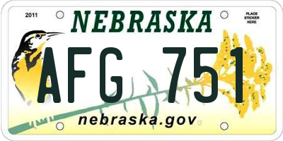 NE license plate AFG751