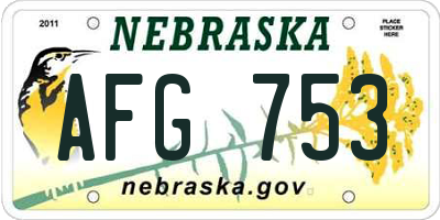 NE license plate AFG753