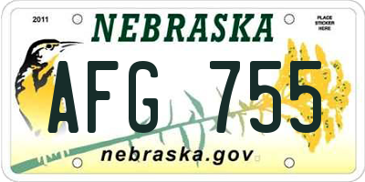 NE license plate AFG755