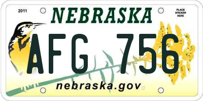 NE license plate AFG756