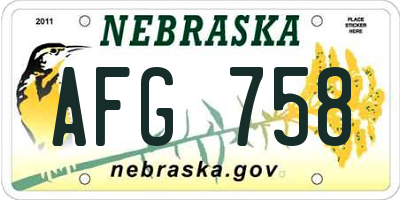 NE license plate AFG758