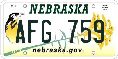 NE license plate AFG759