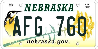 NE license plate AFG760