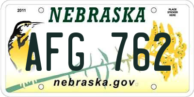 NE license plate AFG762