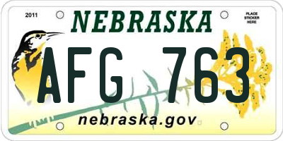 NE license plate AFG763