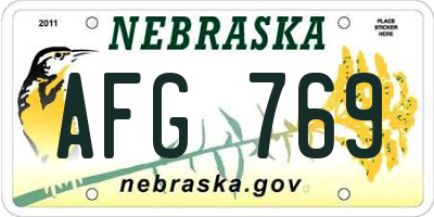 NE license plate AFG769