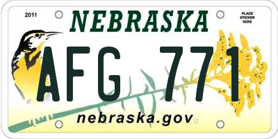 NE license plate AFG771
