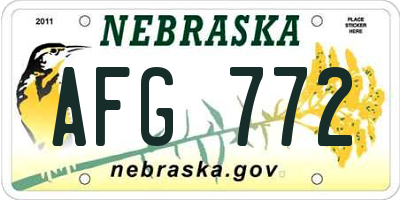 NE license plate AFG772