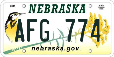 NE license plate AFG774
