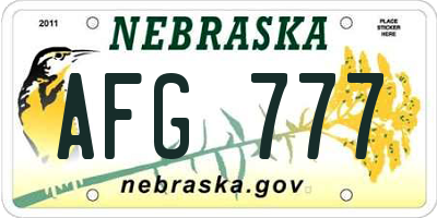 NE license plate AFG777