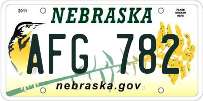 NE license plate AFG782