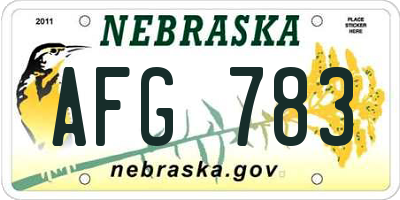 NE license plate AFG783