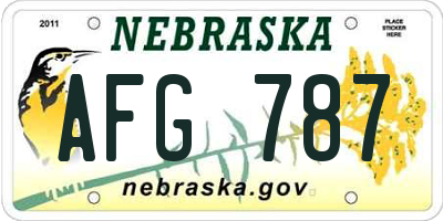 NE license plate AFG787