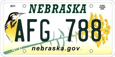 NE license plate AFG788