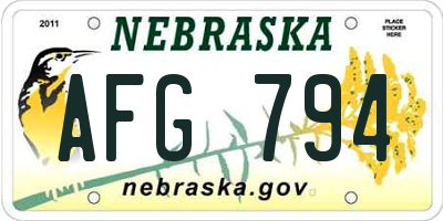 NE license plate AFG794