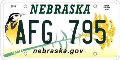 NE license plate AFG795