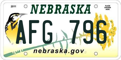 NE license plate AFG796
