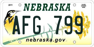 NE license plate AFG799