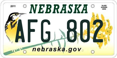 NE license plate AFG802