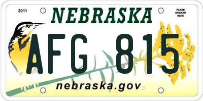 NE license plate AFG815