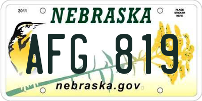 NE license plate AFG819