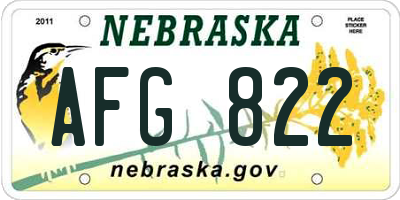 NE license plate AFG822