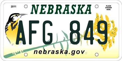 NE license plate AFG849