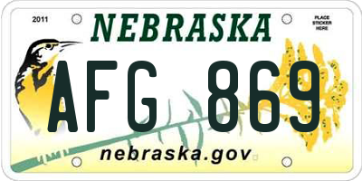 NE license plate AFG869