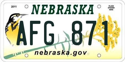 NE license plate AFG871