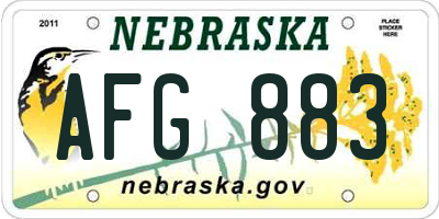 NE license plate AFG883