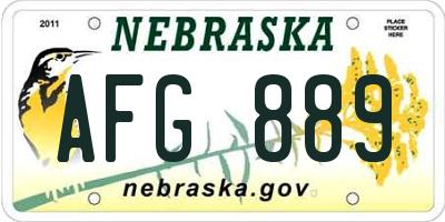 NE license plate AFG889