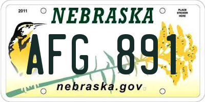 NE license plate AFG891