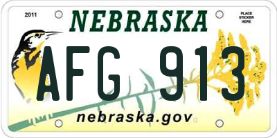 NE license plate AFG913