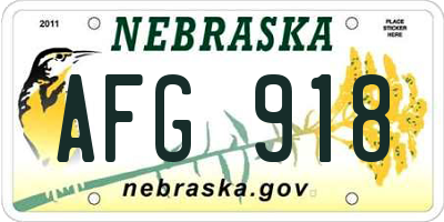 NE license plate AFG918
