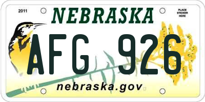 NE license plate AFG926