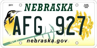 NE license plate AFG927