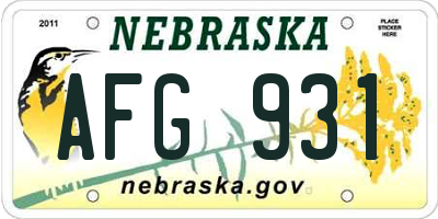 NE license plate AFG931