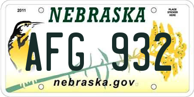 NE license plate AFG932
